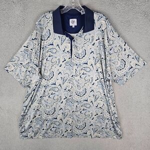 Kilburne & Finch Polo Shirt Mens 3XL‎ Paisley Print Short Sleeve Performance